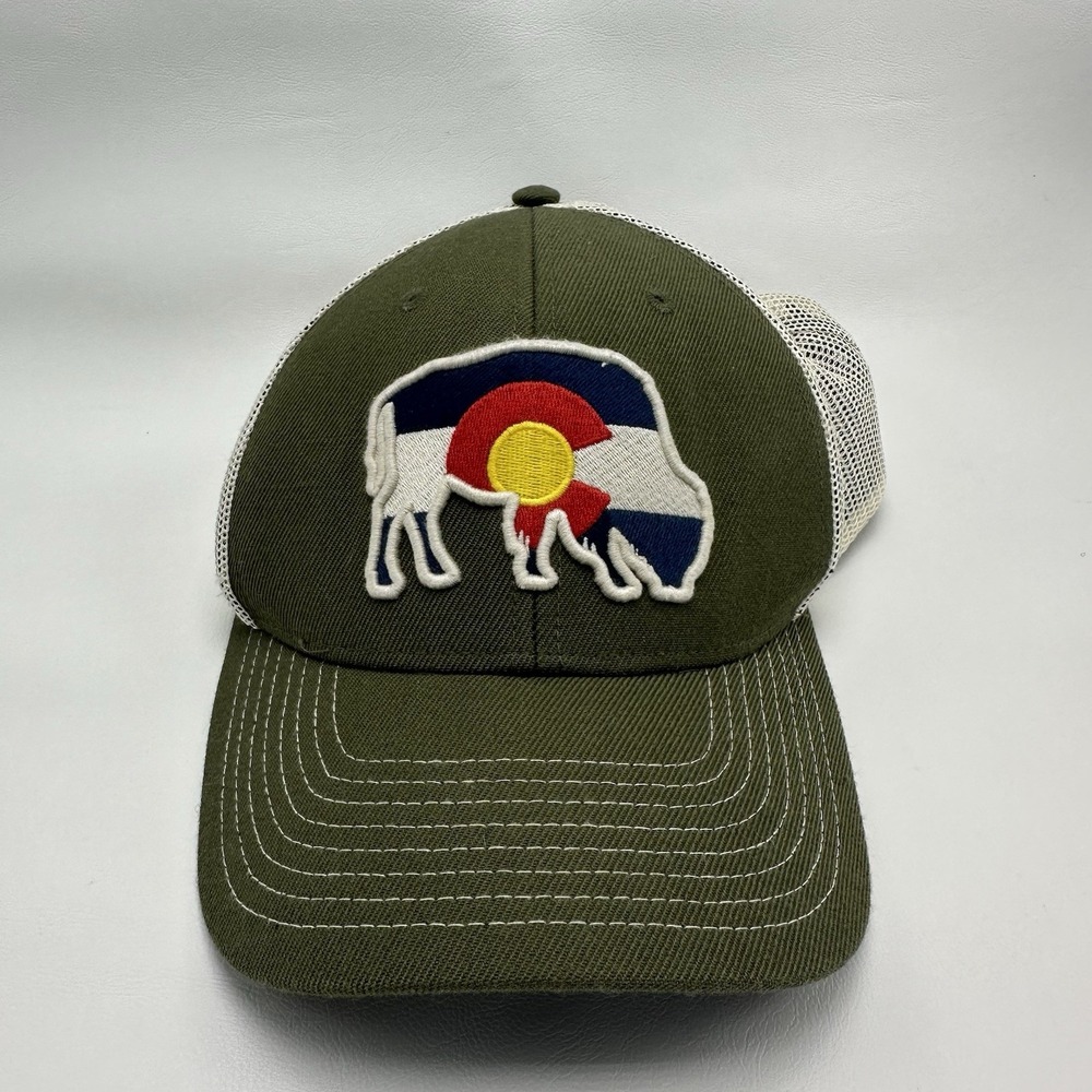 Buffalo Colorado Local Crowns Hat Cap Mens Green Snap‎ Back Mesh Trucker
